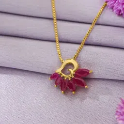 P.N.Gadgil Jewellers 22 Karat (916) Yellow Gold Heart Stone Studded Pendant For Women/Men-picture-11