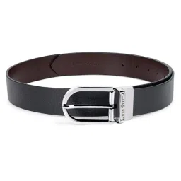 Louis Stitch Black Textured Leather Reversible Belt for Men image 4