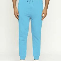 Basics Blue Cotton Jogger Fit Texture Joggers-picture-27