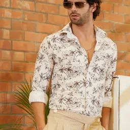 Campus Sutra Beige Regular Fit Floral Print Shirt image 4