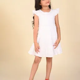 LilPicks Kids White Embroidered Dress-image-89