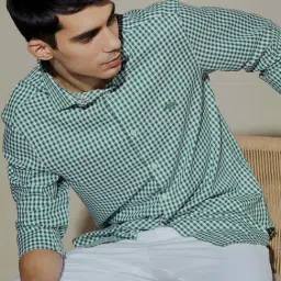 ANDAMEN Green Regular Fit Check Shirt-picture-13