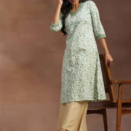 Libas Green Printed Kurtas image 4