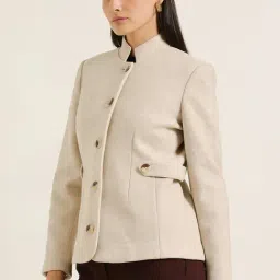 Fablestreet Beige Polyester Blazer image 2
