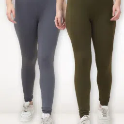 Gracit Grey & Green Solid Tights (Pack of 2)-picture-39