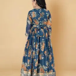 Fashion Dream Kids Blue Floral Fit & Flare Dress image 2