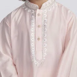 VASTRAMAY Boys Pink & Cream Kurta And Pyjama Set image 4