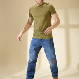 Being Human Blue Cotton Relaxed Fit Solid Jeans image 4