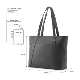 Fastrack Black Faux Leather Solid Tote Handbag image 4