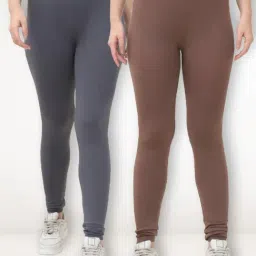 Gracit Grey & Brown Solid Tights (Pack of 2)-picture-21