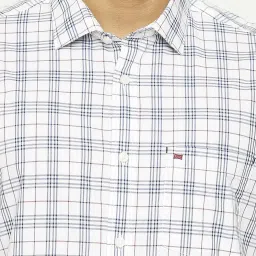 Basics White Cotton Slim Fit Checks Shirt image 4