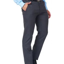 Raymond Grey Classic Fit Texture Trousers image 4