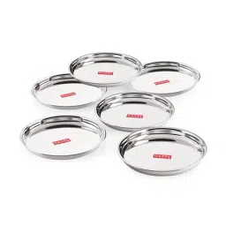 HAZEL Stainless Steel Dinner Lunch Plate (Silver, Set of 6)-image-53