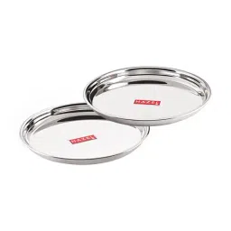 HAZEL Stainless Steel Dinner Lunch Plate (Silver, Set of 2)-image-35