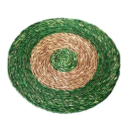 Unravel India Green & Beige Sabai grass Coaster - Set of 2 image 3