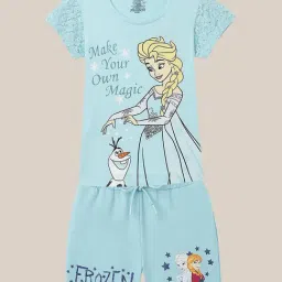 Kidsville Frozen Printed Blue Regular Fit Combo Set For Girls-image-43