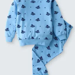 Nite Flite Girls Light Blue Cotton Printed Full Sleeves Co-ord Sets-picture-39