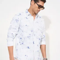 Peregrine By Pantaloons Blue Cotton Regular Fit Printed Shirt image 4