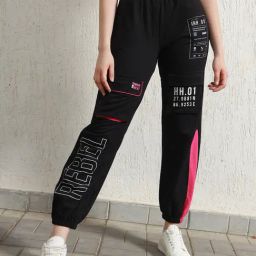 Hubberholme Black Cotton Graphic Print Joggers-picture-28