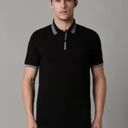 Louis Philippe Black Cotton Slim Fit Polo T-Shirt-picture-21