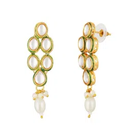 Aatmana White Minimal Kundan Studded & Beaded Handcrafted Necklace & Earring Set image 5