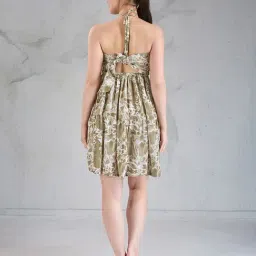 House of Mira Brown Cotton Abstract Dress image 2