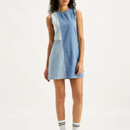 Levi's Light Blue Color-Block A Line Dress-picture-21