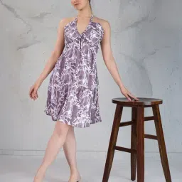 House of Mira Brown Cotton Abstract Dress image 3