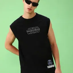 Bewakoof Jet Black Official Star Wars Merchandise Storm Trooper Graphic Printed Relaxed Fit Vest-picture-22