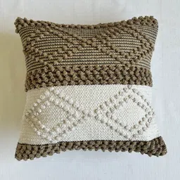 EXPORT HOUSE White & Brown 5 PiecesGeometric Square Cushion Covers image 5