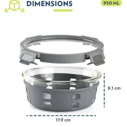 Borosil Transparent 950ml Round Glass Food Storage Container with Air Tight Lid (3 Piece) image 2