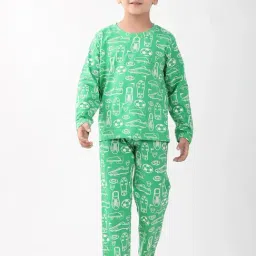 Anthrilo Boys Green Cotton Printed Pyjama Set-picture-23