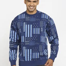Basics Navy Cotton Comfort Fit Printed Sweatshirt-picture-20