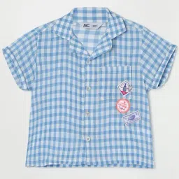Fame Forever by Lifestyle Kids Blue Cotton Chequered Top-image-33