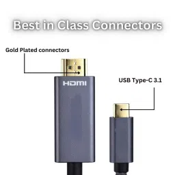 mak world MakWorld Type-C to USB C to HDMI Cable 3 m Length 4K 60Hz Blue image 2