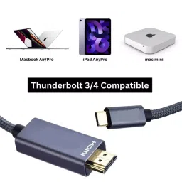 mak world MakWorld Type-C to USB C to HDMI Cable 3 m Length 4K 60Hz Blue image 3