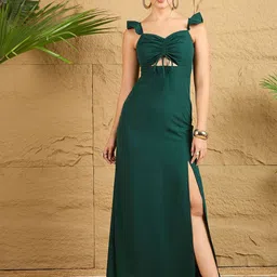 Berrylush Solid Sweetheart Neck Flutter Sleeve Maxi Dress With Cut-Outs-picture-22