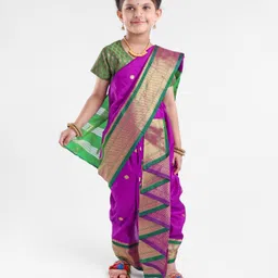 Bhartiya Paridhan Silk Saree with Half Sleeves Blouse Zari Design - Magenta-image-33