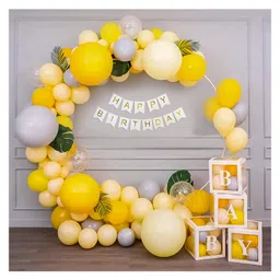 Special You Birthday Balloon Decoration Diy Combo Artificial Green Leaves Decorative Kit Yellow - Pack of 58 Items-image-64