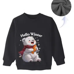 KAVEE Full Sleeves Bear Printed Sweatshirt - Black-image-7