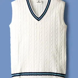Pine Active Knit Sleeveless Woolen Sportswear Sweater With Cable Knit Design - White-picture-17