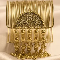 ORANGENYSHA Set Of 2 Gold-Plated Artificial Beaded Cuff Bracelets image 5