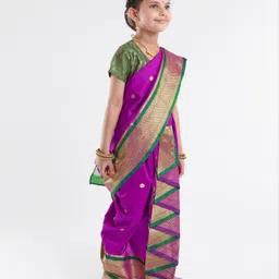 Bhartiya Paridhan Silk Saree with Half Sleeves Blouse Zari Design - Magenta image 2