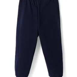 Babyhug Single Jersey Knit Full Length LoungePants With Sport Text Print - Navy Blue image 2