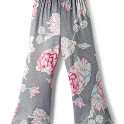 CrayonFlakes Knit Floral Printed Flared Leggings - Grey image 3