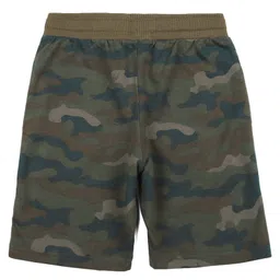 ALAN JONES Cotton Blend Knit Fly Text & Camouflage Printed Shorts - Green image 3