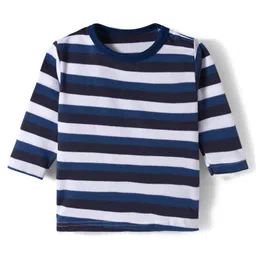 Kidi Wav Full Sleeves Striped & Dinosaur Printed Tee & Pajama Set - Multi Colour image 2