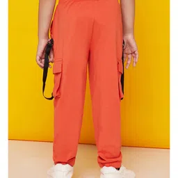 Spunkies Cotton Knit Solid Track Pants - Orange image 3