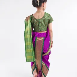 Bhartiya Paridhan Silk Saree with Half Sleeves Blouse Zari Design - Magenta image 3