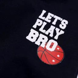 Babyhug Single Jersey Knit Full Length LoungePants With Sport Text Print - Navy Blue image 3